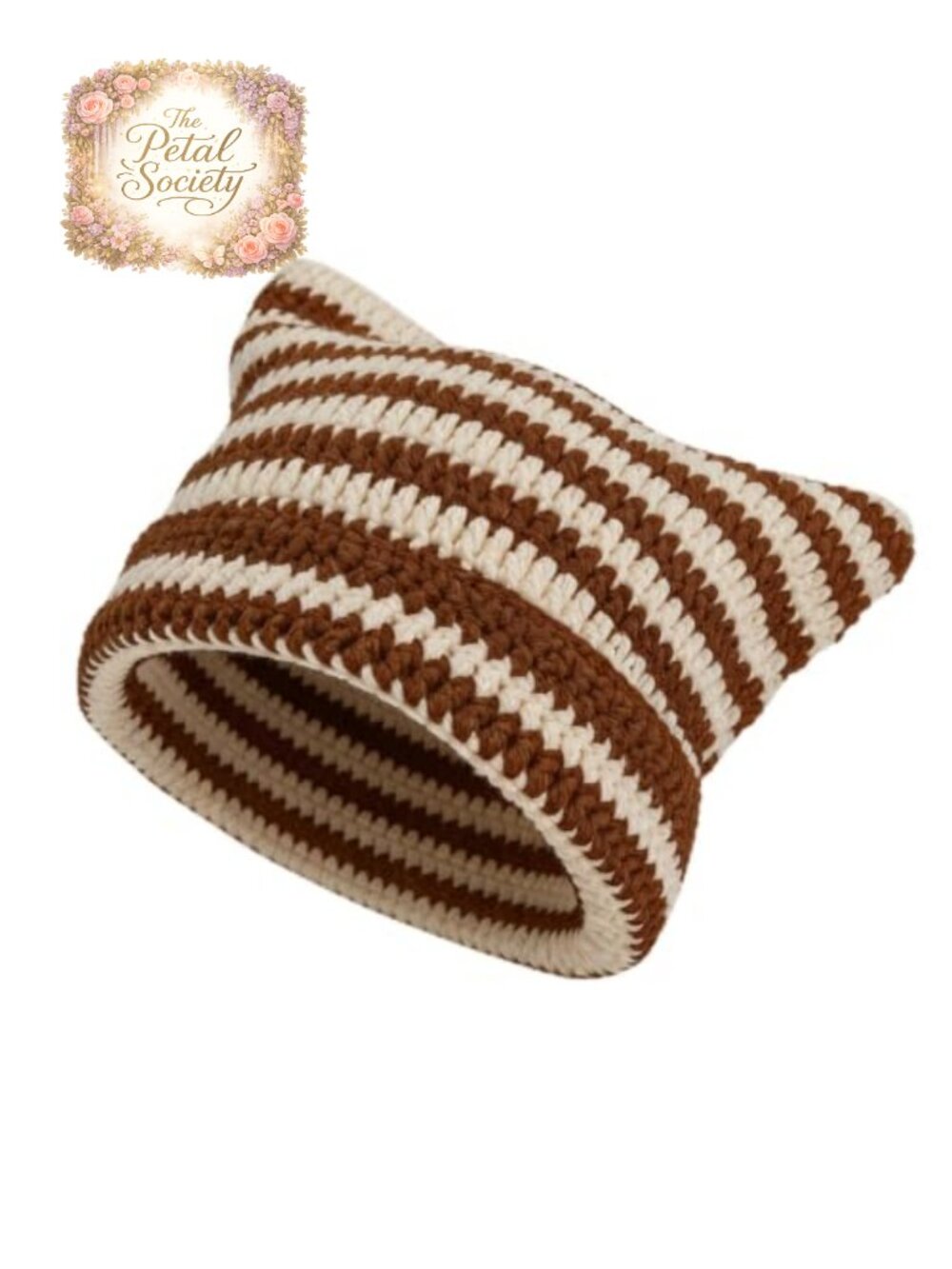 Wool Knit Cat Ear Beanie Slouchy Skullcap Winter Hat